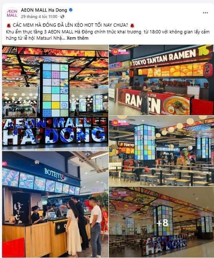 Lịch sự kiện thường xuyên được cập nhật trên fanpage của các Aeon Mall trên toàn quốc