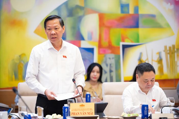 Chủ nhiệm Ủy ban Kinh tế và Tài chính Phan Văn Mãi phát biểu. Ảnh: QH