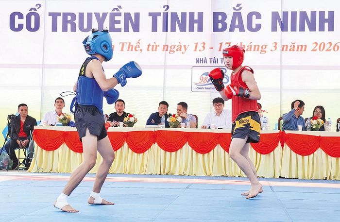  Giải võ cổ truyền trong khuôn khổ Đại hội Thể dục thể thao tỉnh tổ chức ở Khu di tích lịch sử Hoàng Hoa Thám. Ảnh: Thu Thủy. 