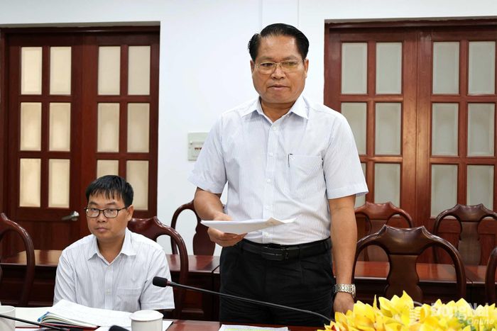 Trưởng ban Dân tộc, HĐND thành phố Đồng Nai Điểu Điều phát biểu ý kiến tại buổi làm việc. Ảnh: Hồ Thảo