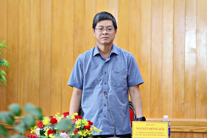 Phó Chủ tịch UBND tỉnh Nguyễn Hồng Hải phát biểu kết luận cuộc họp