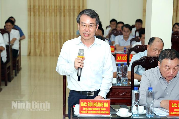 Đồng chí Bùi Hoàng Hà, Ủy viên BTV Tỉnh ủy, Phó Chủ tịch Thường trực HĐND tỉnh phát biểu tại hội nghị.