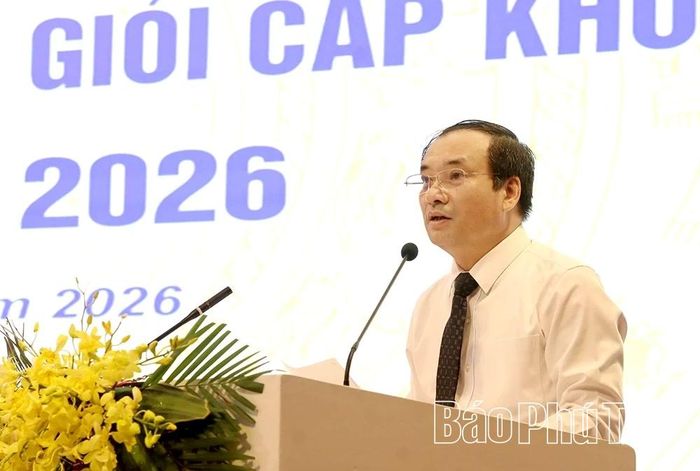 Trưởng Ban Tuyên giáo và Dân vận Tỉnh ủy Lương Đức Minh phát biểu tại lễ bế mạc.