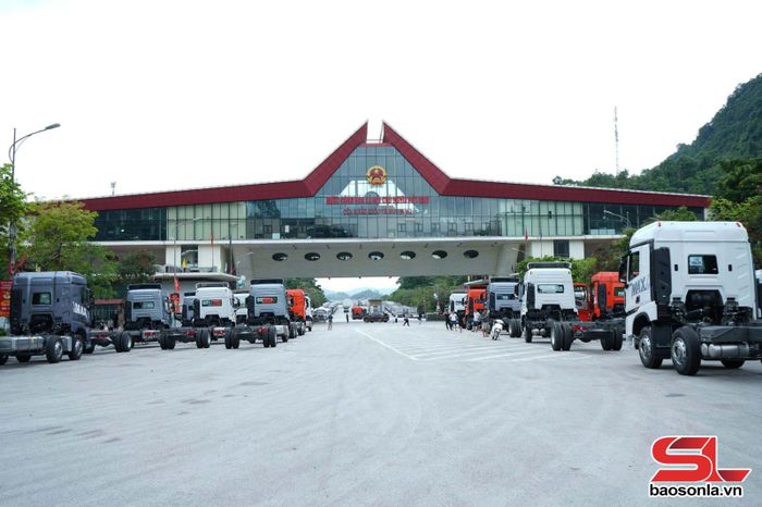 Hoạt động xuất nhập khẩu tại cửa khẩu Hữu Nghị diễn ra sôi động.