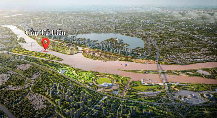 Phối cảnh dự án Trục đại lộ cảnh quan sông Hồng (hướng nhìn vào trung tâm TP Hà Nội).