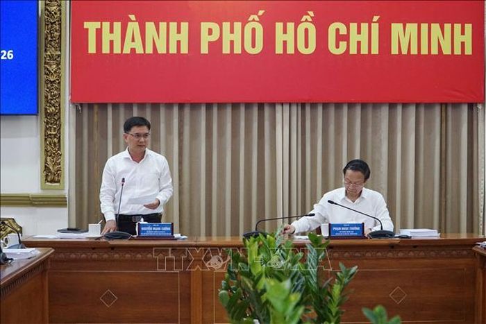 Phó Chủ tịch UBND TP Hồ Chí Minh Nguyễn Mạnh Cường phát biểu tại buổi làm việc.