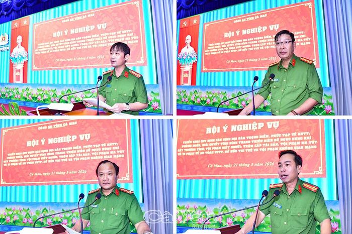Trưởng các phòng nghiệp vụ Công an tỉnh báo cáo tình hình, kết quả công tác phòng ngừa, đấu tranh với các loại tội phạm trên địa bàn tỉnh.