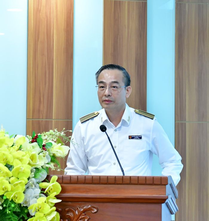 Vụ trưởng Vụ Chế độ và Kiểm soát chất lượng kiểm toán Nguyễn Lương Thuyết phát biểu. Ảnh: Thùy Anh