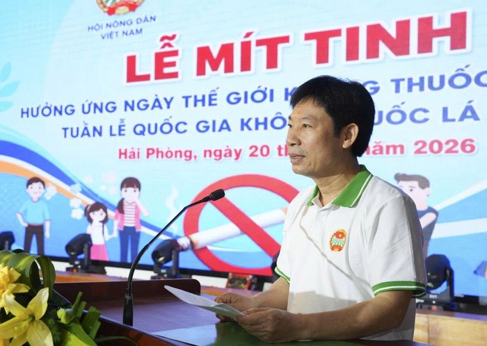 Phó Chủ tịch BCH Trung ương Hội Nông dân Việt Nam Nguyễn Xuân Định phát biểu chỉ đạo tại Lễ mít tinh Ảnh: ST