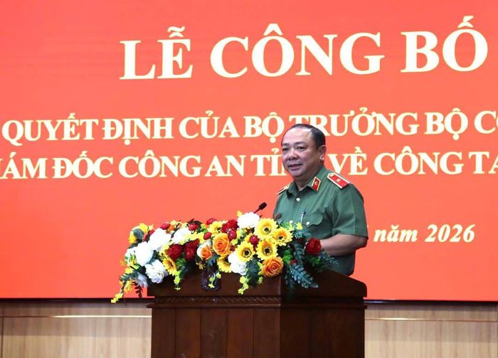 Thiếu tướng Lê Quang Nhân, Giám đốc Công an tỉnh Gia Lai phát biểu tại lễ công bố. Ảnh: ĐS.