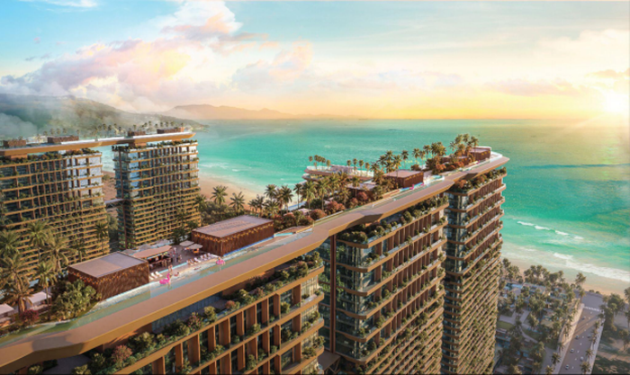 Trên quỹ đất gần 20 ha, hơn 65.000 m² được dành cho không gian xanh và mặt nước, đóng vai trò "lõi nghỉ dưỡng" trung tâm. Cùng với đó là hệ tiện ích đa tầng, kiến tạo hành trình ba tầng cảm xúc " trên bờ - dưới sóng - giữa tầng mây”.