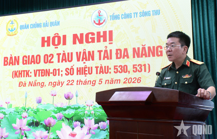  Thiếu tướng Phạm Thanh Khiết, Phó chủ nhiệm, Tham mưu trưởng Tổng cục Công nghiệp Quốc phòng phát biểu tại hội nghị. 