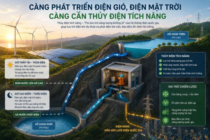 Càng phát triển mạnh điện gió và điện mặt trời thì càng cần phát triển thủy điện tích năng để bảo đảm an toàn cho hệ thống điện.