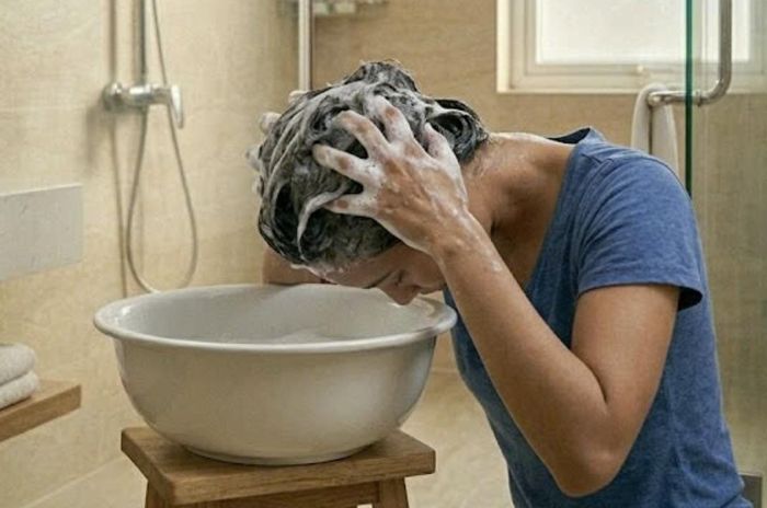Chỉ nên gội đầu khoảng 2-3 lần mỗi tuần và tránh chà, gãi mạnh da đầu.