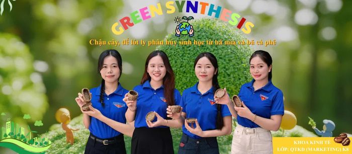 Nhóm sinh viên Khoa Kinh tế, Trường Đại học Khánh Hòa với ý tưởng khởi nghiệp “Chậu cây, đế lót ly phân hủy sinh học từ bã mía và bã cà phê”.
