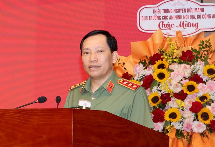 Thượng tướng Lê Văn Tuyến - Thứ trưởng Bộ Công an phát biểu giao nhiệm vụ tại buổi lễ. 