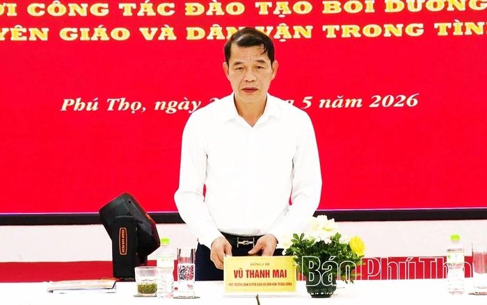 Đồng chí Vũ Thanh Mai - Phó Trưởng Ban Tuyên giáo và Dân vận Trung ương phát biểu kết luận hội thảo.