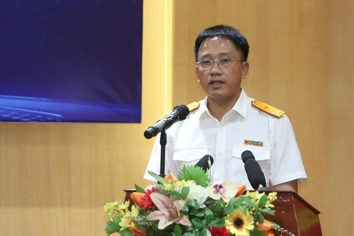 Phó Cục trưởng Cục Thuế Mai Sơn phát biểu tại họp báo. Ảnh: Đức Minh