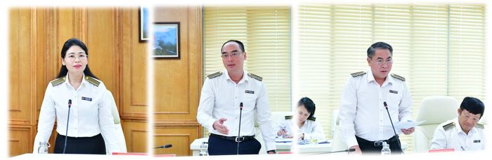 Các đồng chí Ủy viên BTV, Phó Tổng Kiểm toán nhà nước phát biểu ý kiến. Ảnh: N. LY