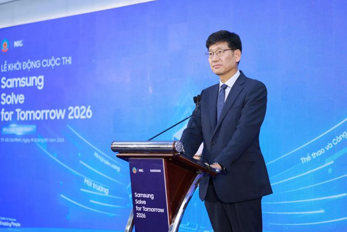 Ông Na Ki Hong, Tổng Giám đốc Samsung Việt Nam phát biểu phát động cuộc thi Samsung Solve for Tomorrow 2026 tại khu vực phía Nam.