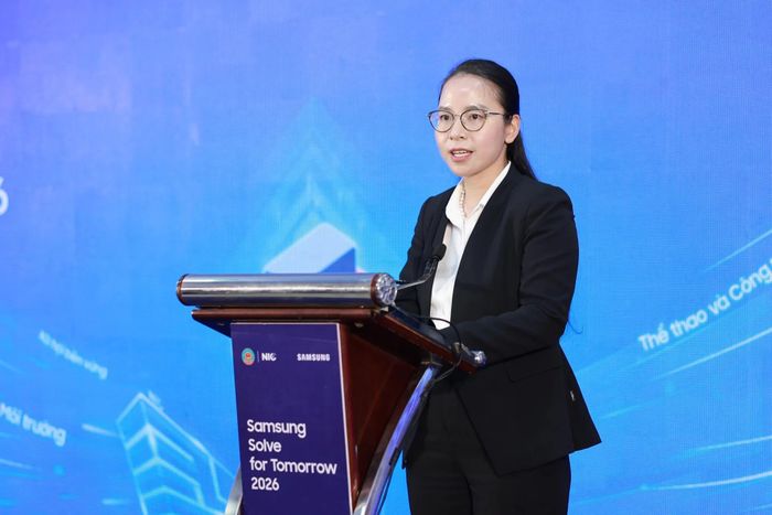 Bà Kim Ngọc Thanh Nga, Phó Giám đốc Trung tâm Đổi mới sáng tạo Quốc gia (Bộ Tài chính) phát biểu.
