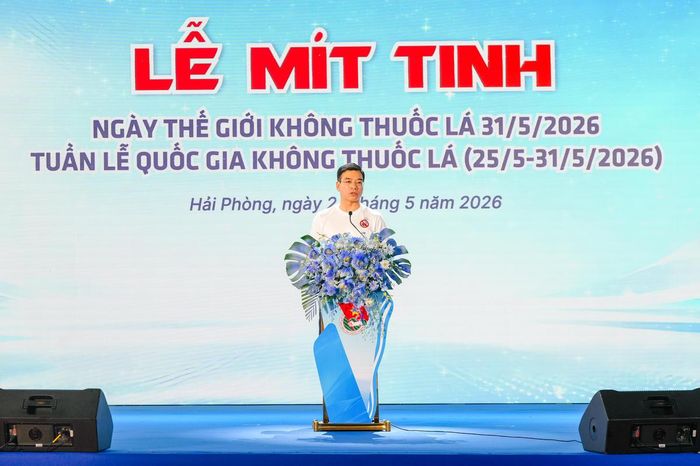 Tiến sĩ Hà Anh Đức - Cục trưởng Cục Quản lý Khám, chữa bệnh - Bộ Y tế phát biểu tại lễ mít tinh. Ảnh: PV