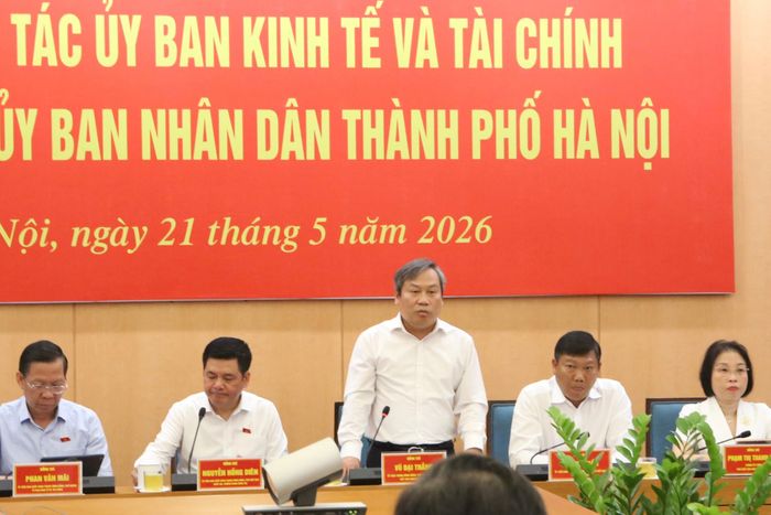 Chủ tịch UBND TP. Hà Nội Vũ Đại Thắng phát biểu tại cuộc làm việc với Đoàn công tác. Ảnh: Thanh Chi