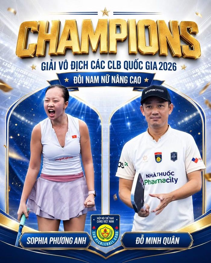 Cặp đôi Đỗ Minh Quân và Sophia Phương Anh vô địch nội dung đôi nam nữ.