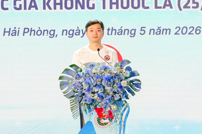 Đồng chí Nguyễn Minh Triết - Ủy viên dự khuyết Ban Chấp hành Trung ương Đảng, Bí thư thường trực Ban Chấp hành Trung ương Đoàn - phát biểu khai mạc Chương trình. Ảnh: BTC