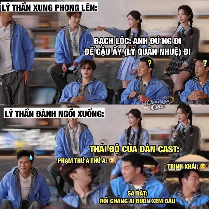 Bạch Lộc quả quyết rằng đàn anh chắc chắn thua, trong khi "trâu nước" Lý Thần vốn là thành viên kỳ cựu mạnh nhất chương trình. (Nguồn: FB @Chuồng gà Cbiz).