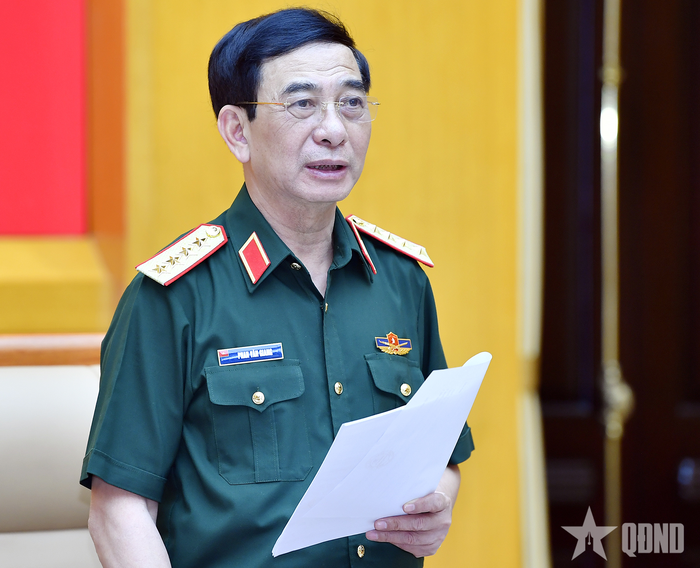 Đại tướng Phan Văn Giang phát biểu thống nhất nhiều nội dung quan trọng tại hội nghị.