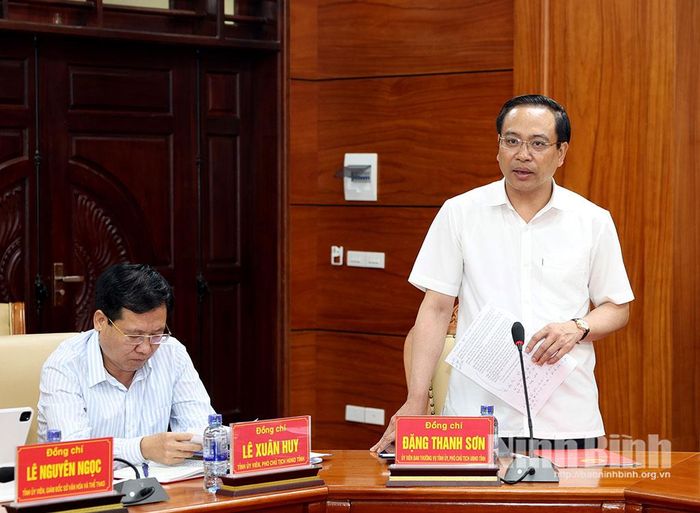 Đồng chí Đặng Thanh Sơn, Ủy viên Ban Thường vụ Tỉnh ủy, Phó Chủ tịch UBND tỉnh phát biểu tại hội nghị.