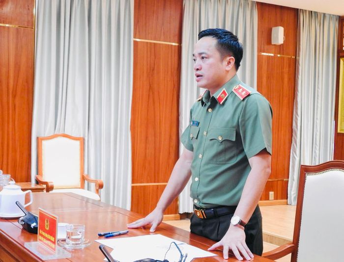  Trung tướng Mai Hoàng, Giám đốc CATP phát biểu tại buổi họp báo
