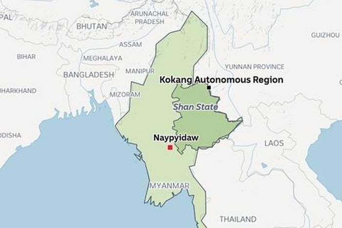 Vị trí bang Shan và khu tự trị Kokang của Myanmar