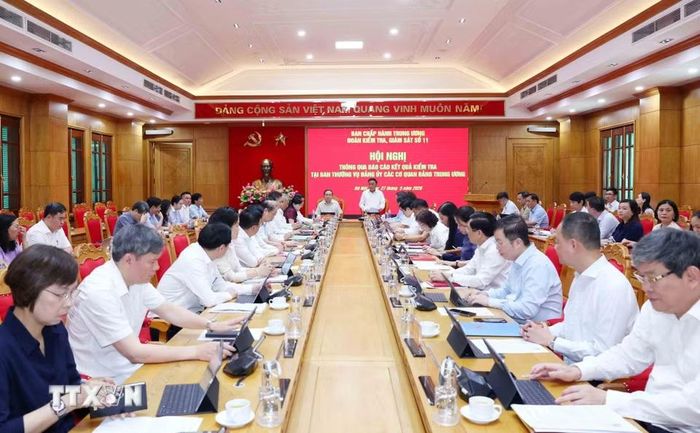 Quang cảnh Hội nghị thông qua báo cáo kết quả kiểm tra tại Ban Thường vụ Đảng ủy các cơ quan Đảng Trung ương. (Ảnh: Phương Hoa/TTXVN)