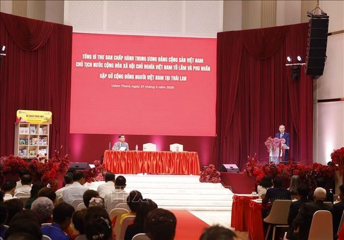 Tổng Bí thư, Chủ tịch nước Tô Lâm phát biểu tại cuộc gặp gỡ cộng đồng người Việt Nam tại Thái Lan. Ảnh: Thống Nhất/TTXVN.
