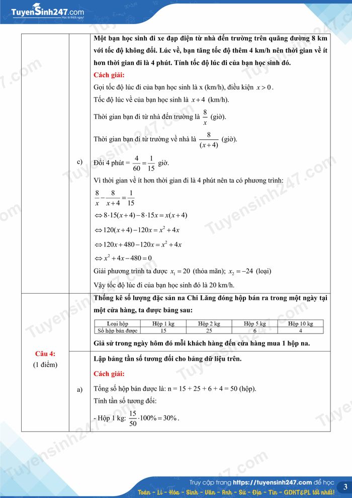 Đáp án Đề thi môn Toán thi vào lớp 10 tại Lạng Sơn