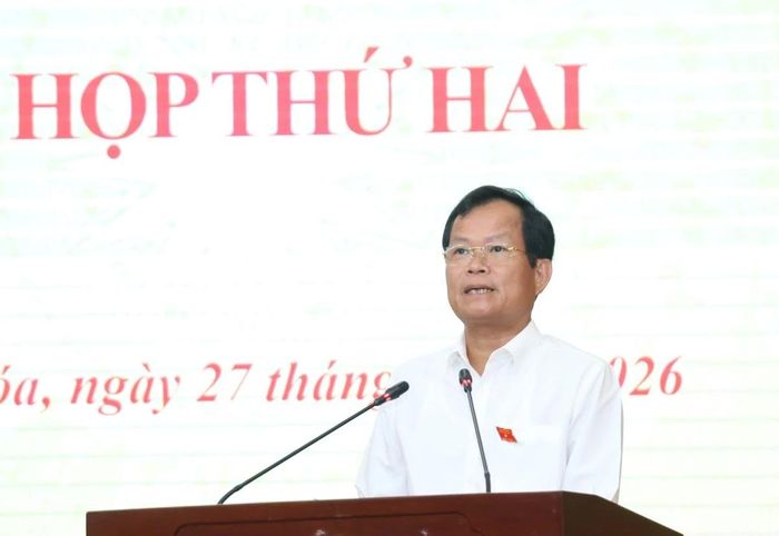 Phó Chủ tịch HĐND tỉnh Nguyễn Quảng Hải trình bày Quy chế làm việc của HĐND tỉnh Thanh Hóa và Chương trình công tác toàn khóa của HĐND tỉnh Thanh Hóa, khóa XIX, nhiệm kỳ 2026-2031.