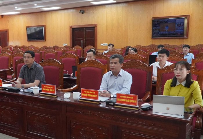 Đại biểu dự hội nghị tại điểm cầu tỉnh Lai Châu.