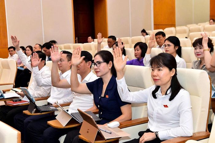 Các đại biểu biểu quyết thông thông qua danh sách bầu các Phó Chủ tịch UBND tỉnh.