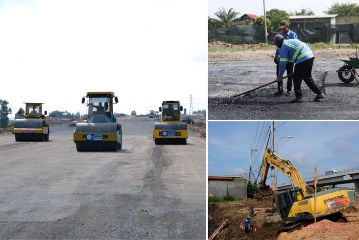 Đơn cử tại gói XL6 đoạn qua Củ Chi, công nhân và máy móc đang hoạt động liên tục trên công trường, các hạng mục chính của tuyến đường cũng đã dần hình thành rõ nét.