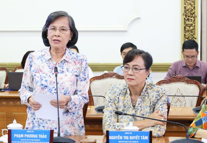  Bà Phạm Phương Thảo, nguyên Phó Bí thư Thành ủy, nguyên Chủ tịch HĐND TP.HCM, phát biểu. Ảnh: Cổng thông tin điện tử UBND TP.HCM 