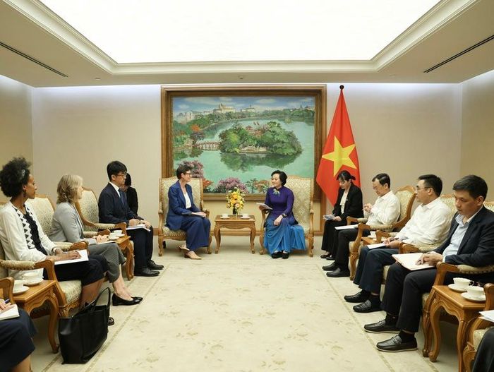 Phó Thủ tướng Phạm Thị Thanh Trà tiếp bà Angela Pratt, Trưởng Đại diện WHO tại Việt Nam - Ảnh: Thu Giang