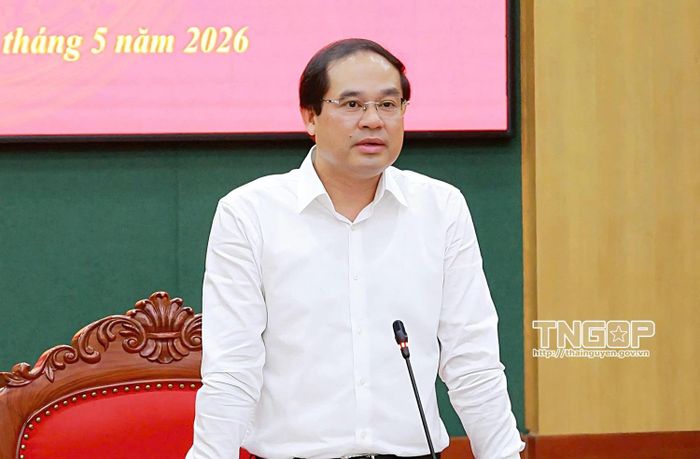 Đồng chí Bí thư Tỉnh ủy Trịnh Xuân Trường phát biểu chỉ đạo. Ảnh: Cổng Thông tin điện tử tỉnh Thái Nguyên.