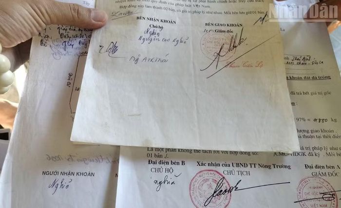 Theo phản ánh của ông Nguyễn Cao Nghĩa, xóm Vườn Đào, Tổ dân phố Hoa Đào, phường Vân Sơn, nhiều giấy tờ do Vinatea Mộc Châu lập lên nhưng ông không được ký và có nhiều chữ ký là giả mạo.