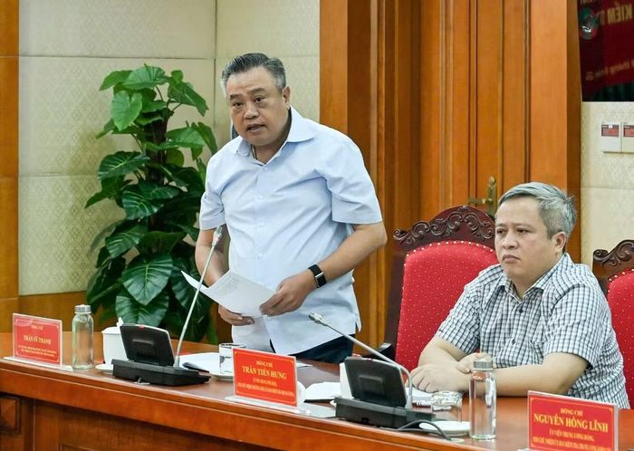 Chủ nhiệm Ủy ban Kiểm tra Trung ương Trần Sỹ Thanh phát biểu tiếp thu ý kiến chỉ đạo tại cuộc làm việc.(Ảnh: DUY LINH)