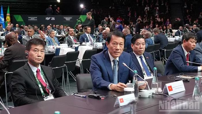 Bộ trưởng Công an Lương Tam Quang dự và phát biểu tại Hội nghị quốc tế lần thứ 14 lãnh đạo cấp cao phụ trách an ninh các nước trong khuôn khổ Diễn đàn An ninh Quốc tế lần thứ nhất tại Nga. (Ảnh: XUÂN HƯNG)