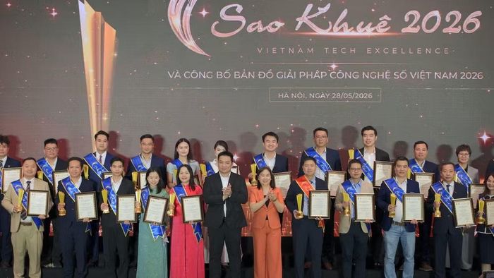 Các đơn vị với sản phẩm và giải pháp số được vinh danh tại Giải thưởng Sao Khuê 2026. (Ảnh: T.Đ)