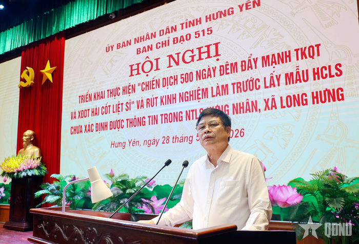 Đồng chí Phạm Văn Nghiêm, Phó chủ tịch UBND tỉnh, Trưởng Ban chỉ đạo 515 tỉnh Hưng Yên phát biểu tại hội nghị.