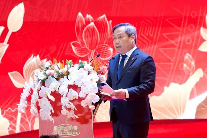 Chủ tịch UBND TP Hà Nội Vũ Đại Thắng phát biểu tại hội nghị. Ảnh: QUANG PHÚC